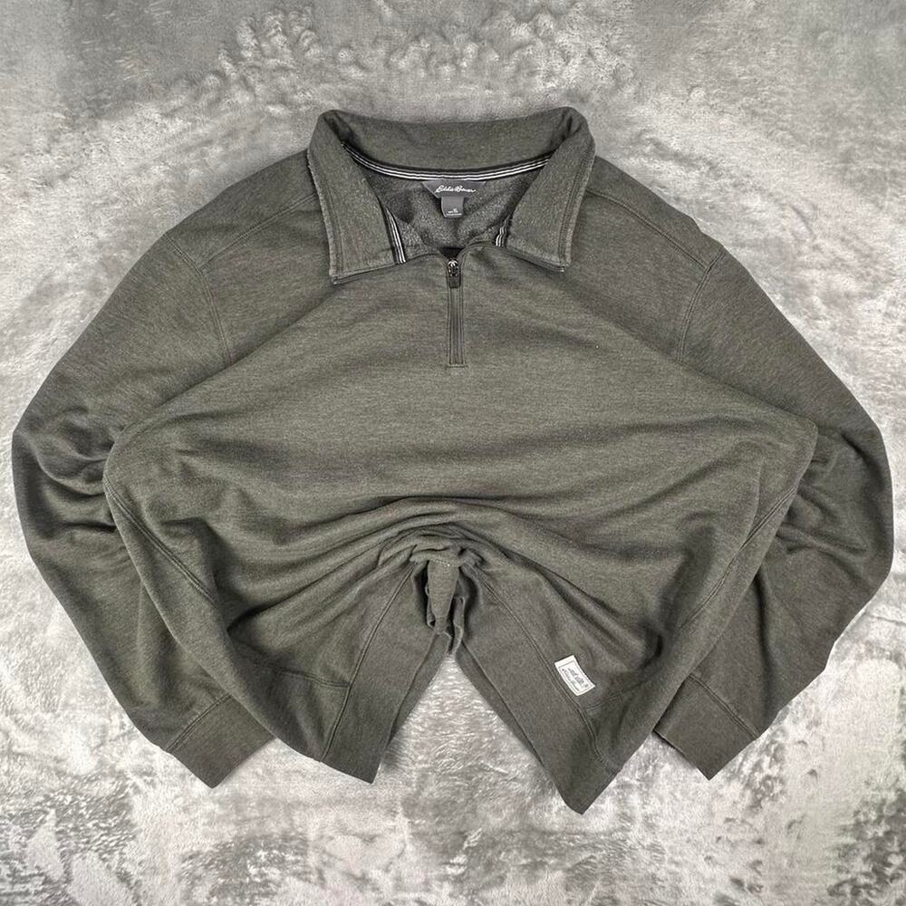 Eddie Bauer Olive Green Pullover Quarter-zip Sweatshirt Size mens XL